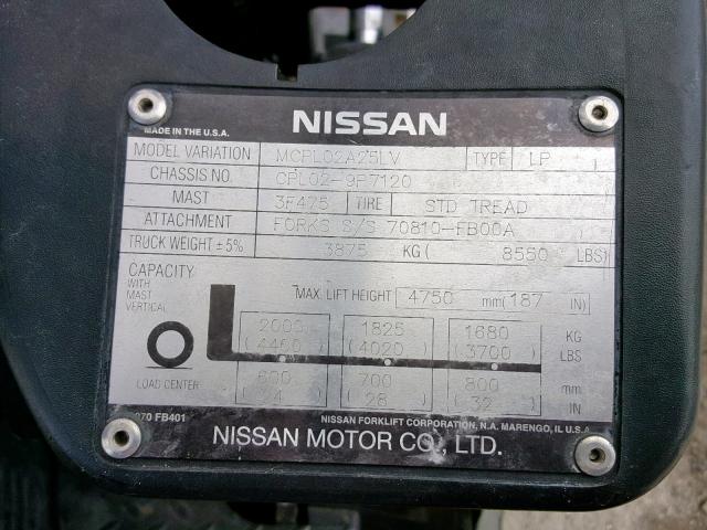 0000CPL029P71120 - 2007 NISSAN FORKLIFT GRAY photo 10