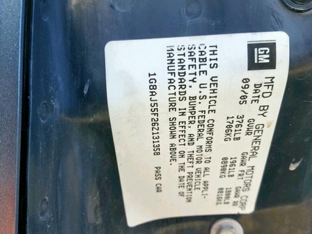 1G8AJ55F26Z131358 - 2006 SATURN ION LEVEL GRAY photo 10