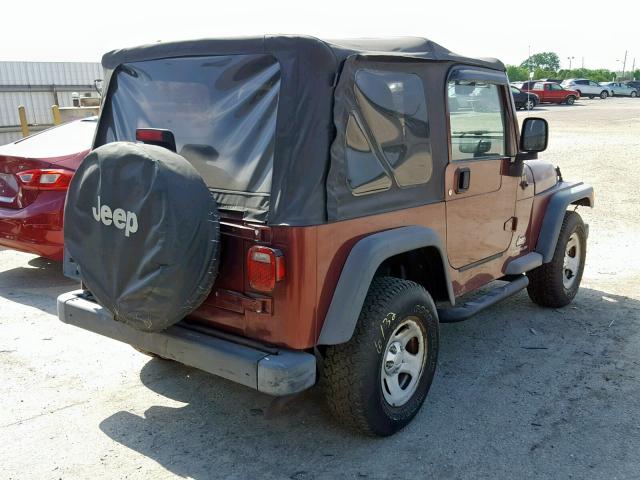 1J4FA291X4P723344 - 2004 JEEP WRANGLER / BURGUNDY photo 4