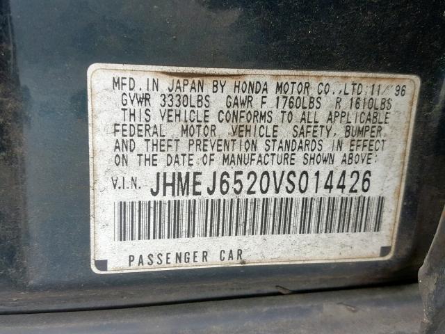 JHMEJ6520VS014426 - 1997 HONDA CIVIC DX GREEN photo 10