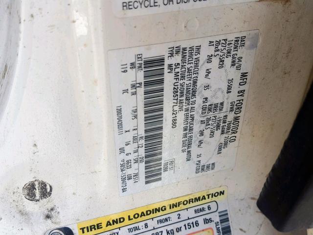 5LMFU28577LJ21880 - 2007 LINCOLN NAVIGATOR 白色 照片 10