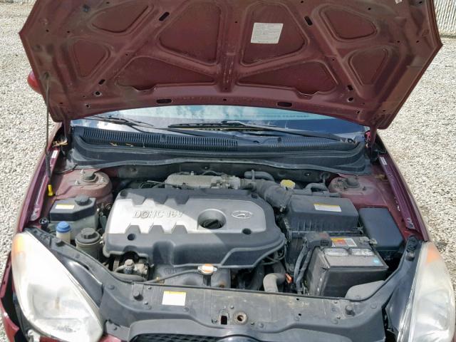 KMHCN36CX7U020224 - 2007 HYUNDAI ACCENT SE RED photo 7