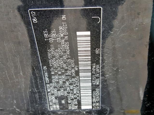 JTLZE4FE0CJ025356 - 2012 TOYOTA SCION XB 黑色 照片 10