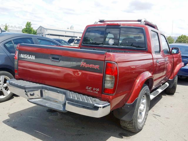 1N6ED27T0YC414635 - 2000 NISSAN FRONTIER C RED photo 4