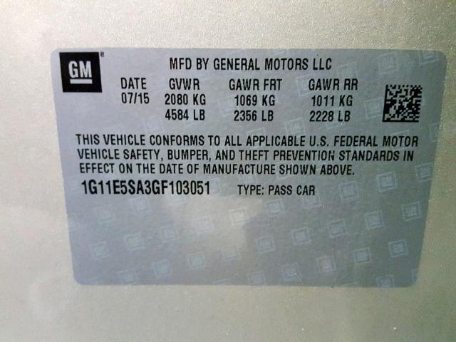 1G11E5SA3GF103051 - 2016 CHEVROLET MALIBU LIM 金色 照片 10