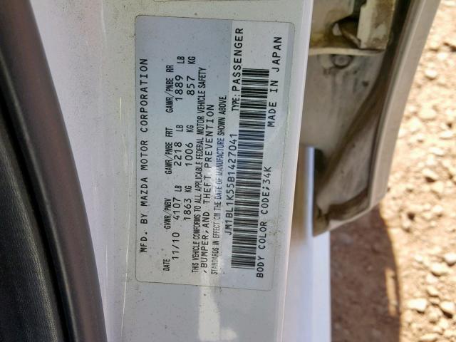 JM1BL1K55B1427041 - 2011 MAZDA 3 S WHITE photo 10