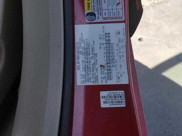 3FAHP06Z68R220930 - 2008 FORD FUSION S RED photo 10