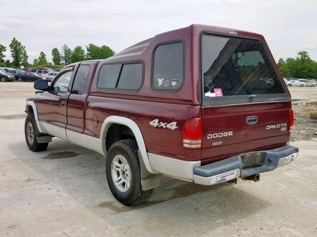 1D7HG42N93S273189 - 2003 DODGE DAKOTA SLT BURGUNDY photo 3