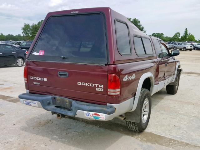 1D7HG42N93S273189 - 2003 DODGE DAKOTA SLT BURGUNDY photo 4