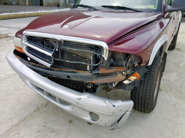 1D7HG42N93S273189 - 2003 DODGE DAKOTA SLT BURGUNDY photo 9