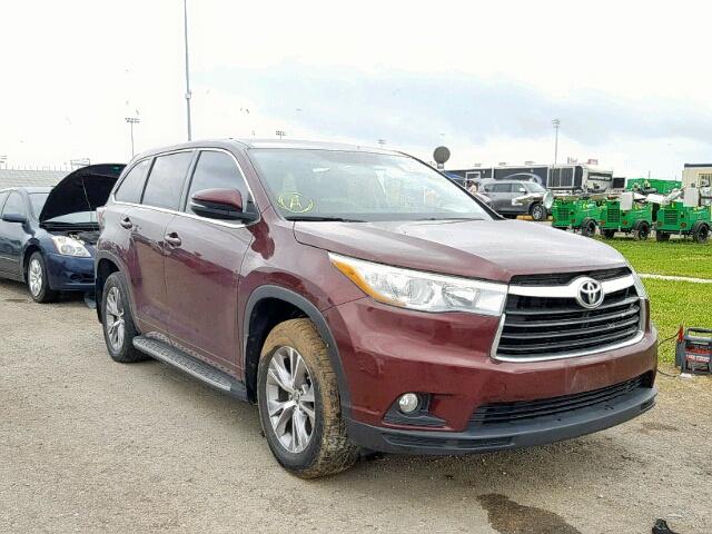 5TDZKRFH1GS121940 - 2016 TOYOTA HIGHLANDER BURGUNDY photo 1