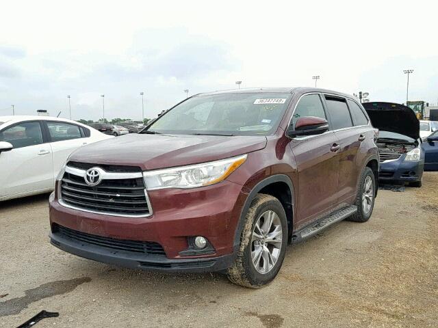 5TDZKRFH1GS121940 - 2016 TOYOTA HIGHLANDER BURGUNDY photo 2