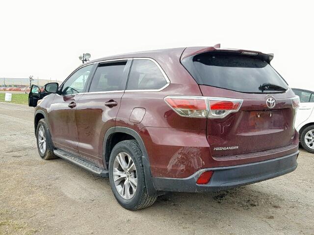 5TDZKRFH1GS121940 - 2016 TOYOTA HIGHLANDER BURGUNDY photo 3