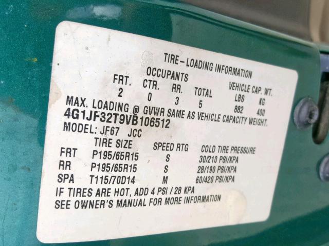 4G1JF32T9VB106512 - 1997 CHEVROLET CAVALIER L GREEN photo 10