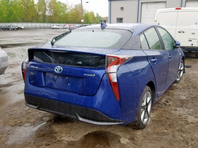 JTDKARFU2J3066599 - 2018 TOYOTA PRIUS BLUE photo 4