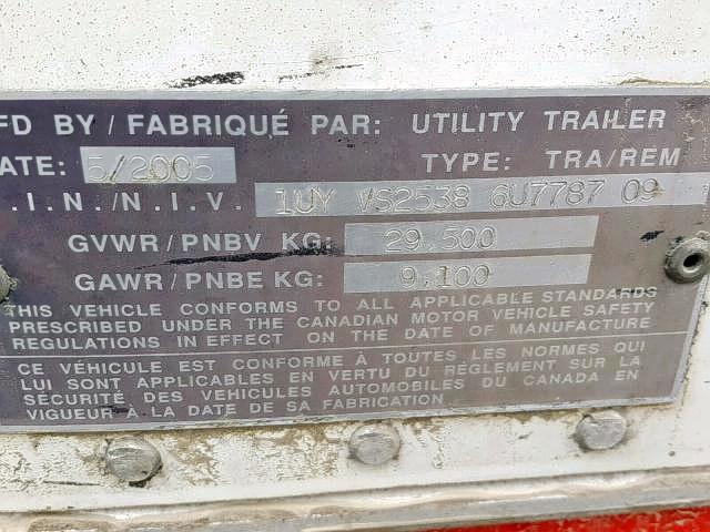 1UYVS25386U778709 - 2006 UTILITY TRAILER WHITE photo 9