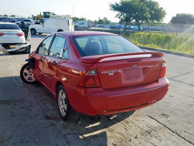 1FAHP34N37W128896 - 2007 FORD FOCUS ZX4 RED photo 3