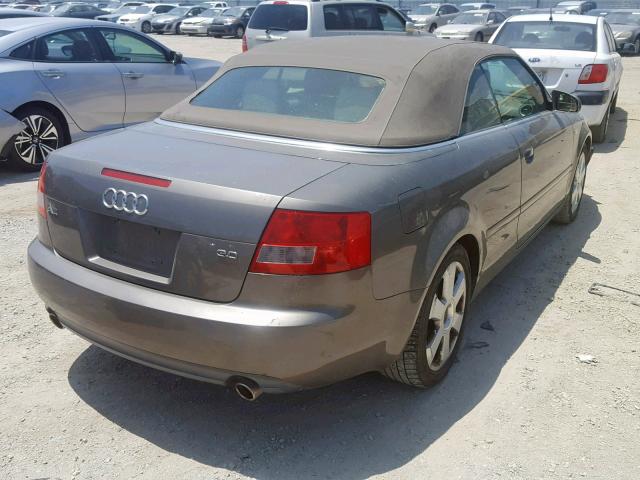 WAUAT48H03K009803 - 2003 AUDI A4 3.0 CAB BROWN photo 4