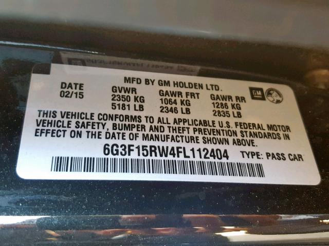 6G3F15RW4FL112404 - 2015 CHEVROLET SS BLACK photo 10