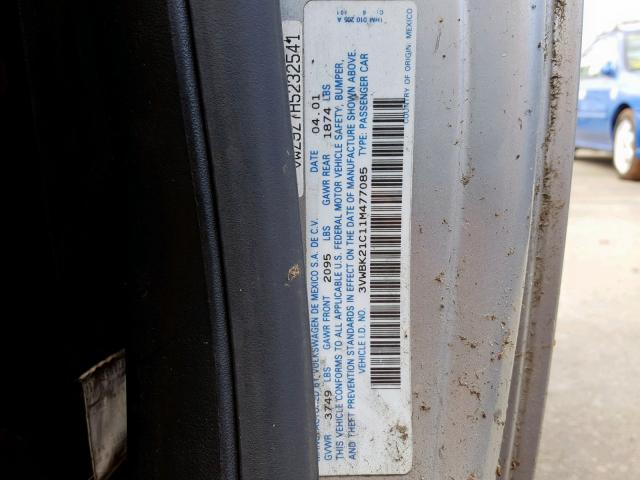 3VWBK21C11M477085 - 2001 VOLKSWAGEN NEW BEETLE 银色 照片 10