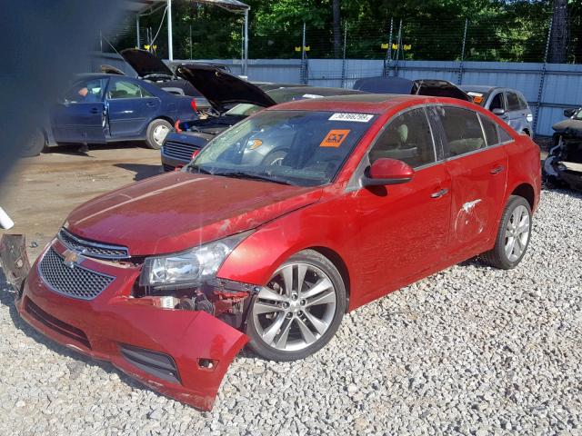 1G1PH5S90B7140729 - 2011 CHEVROLET CRUZE LTZ RED photo 2