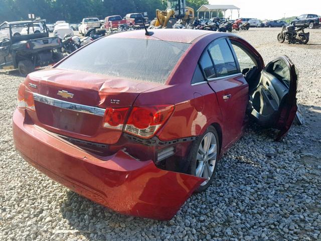 1G1PH5S90B7140729 - 2011 CHEVROLET CRUZE LTZ RED photo 4