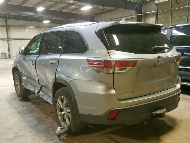 5TDJKRFH0FS175189 - 2015 TOYOTA HIGHLANDER SILVER photo 3