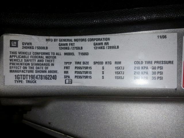 1GTDT19E478162240 - 2007 GMC CANYON BEIGE photo 10