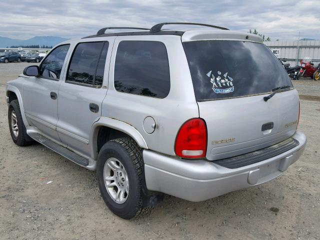 1B4HS58N32F197933 - 2002 DODGE DURANGO SL GRAY photo 3