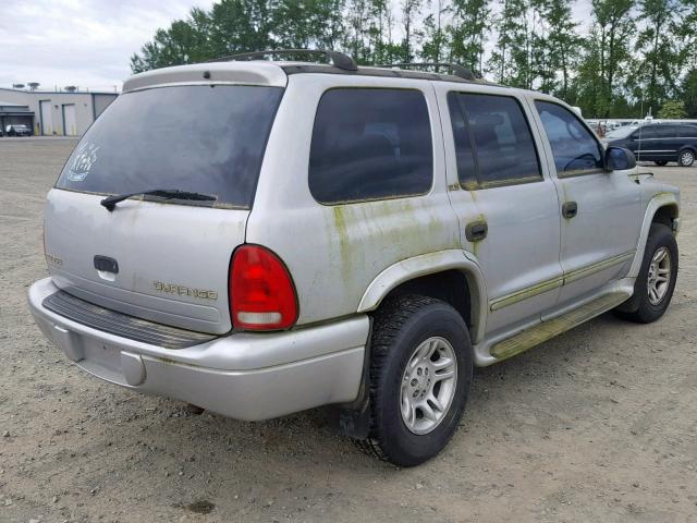 1B4HS58N32F197933 - 2002 DODGE DURANGO SL GRAY photo 4