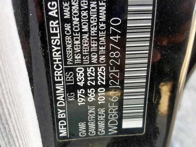 WDBRF61J22F287470 - 2002 MERCEDES-BENZ C 240 BLACK photo 10