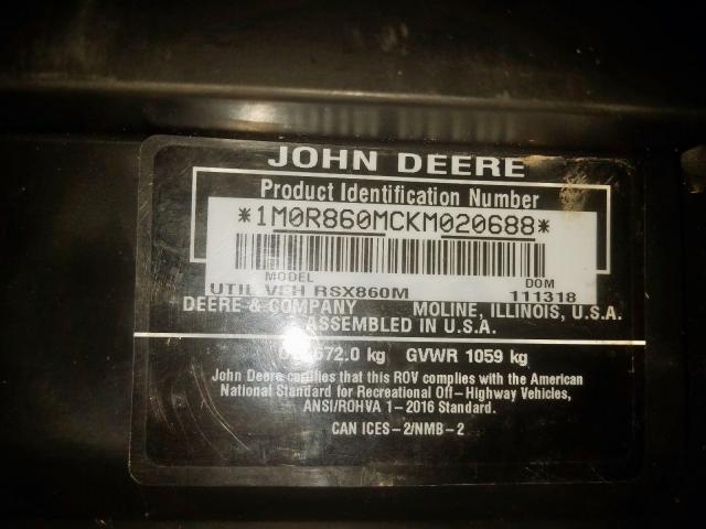 1M0R860MCKM020688 - 2019 JOHN DEERE RSX860M  photo 10