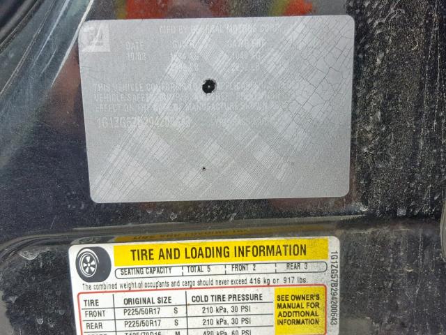 1G1ZG57B294200643 - 2009 CHEVROLET MALIBU LS BLACK photo 10