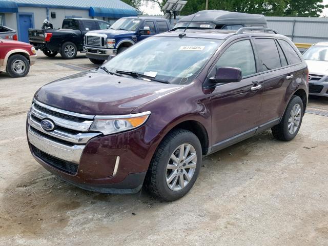 2FMDK3JC4BBA85038 - 2011 FORD EDGE SEL MAROON photo 2