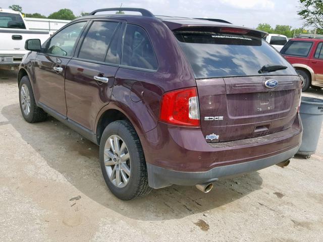 2FMDK3JC4BBA85038 - 2011 FORD EDGE SEL MAROON photo 3