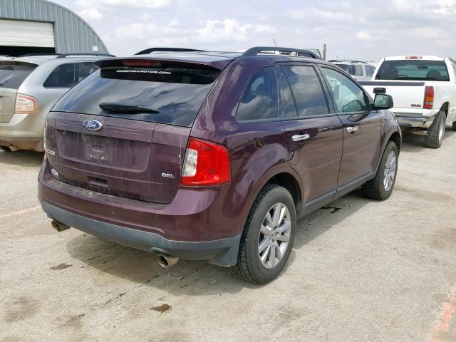 2FMDK3JC4BBA85038 - 2011 FORD EDGE SEL MAROON photo 4