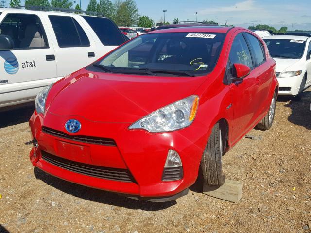 JTDKDTB32D1053515 - 2013 TOYOTA PRIUS C RED photo 2