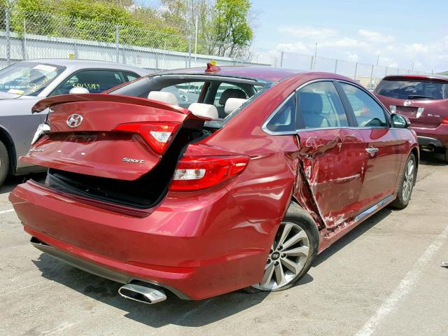 5NPE34AF3GH428259 - 2016 HYUNDAI SONATA SPO RED photo 4