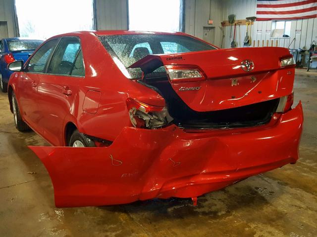 4T4BF1FK5DR336460 - 2013 TOYOTA CAMRY L RED photo 3