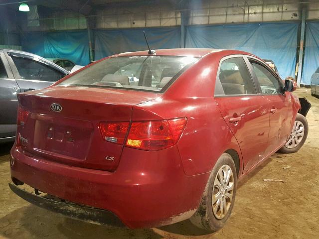 KNAFU4A27B5886326 - 2011 KIA FORTE EX RED photo 4