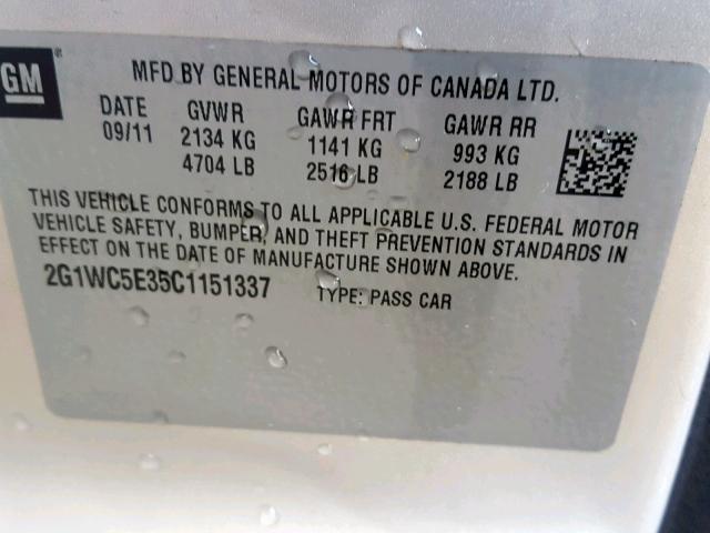 2G1WC5E35C1151337 - 2012 CHEVROLET IMPALA LTZ GRAY photo 10