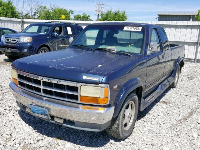 1B7GL23Y9RS543738 - 1994 DODGE DAKOTA BLUE photo 2