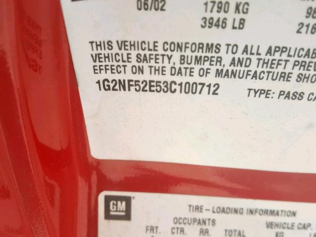 1G2NF52E53C100712 - 2003 PONTIAC GRAND AM S RED photo 10