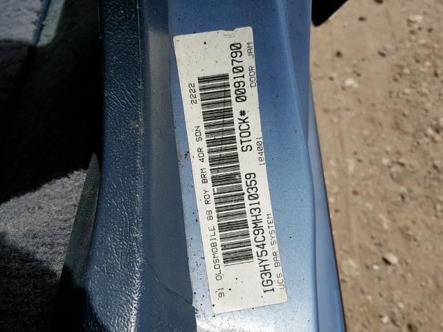 1G3HY54C9MH310359 - 1991 OLDSMOBILE 88 ROYALE BLUE photo 10