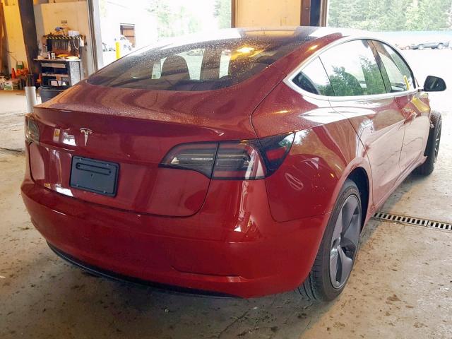 5YJ3E1EA3KF313800 - 2019 TESLA MODEL 3 RED photo 4