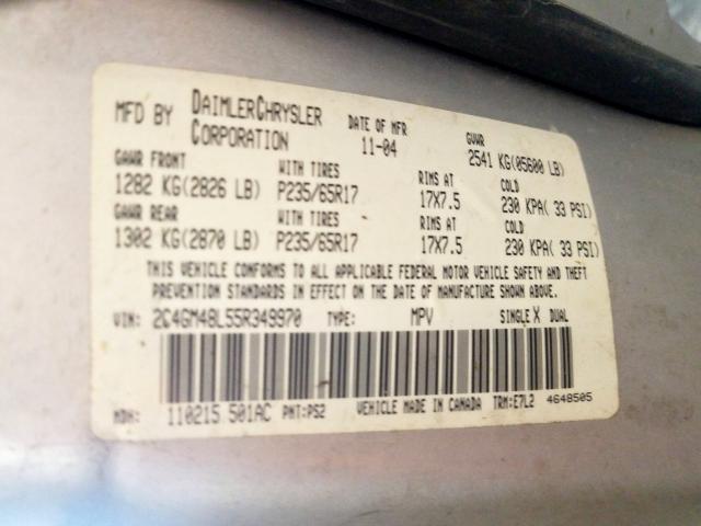 2C4GM48L55R349970 - 2005 CHRYSLER PACIFICA  photo 10