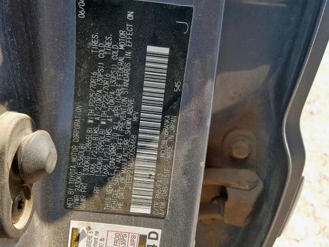 JTEEP21A040058468 - 2004 TOYOTA HIGHLANDER GRAY photo 10