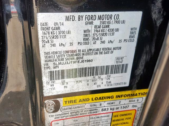 5LMJJ3JT9FEJ01960 - 2015 LINCOLN NAVIGATOR Noir photo 10