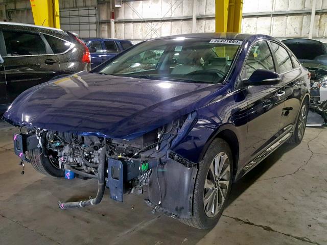 5NPE34AF1HH485755 - 2017 HYUNDAI SONATA SPO BLUE photo 2