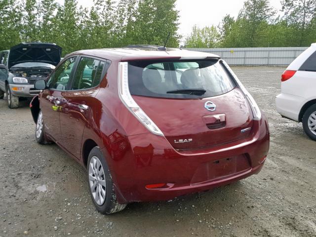 1N4BZ0CP1HC300122 - 2017 NISSAN LEAF S RED photo 3